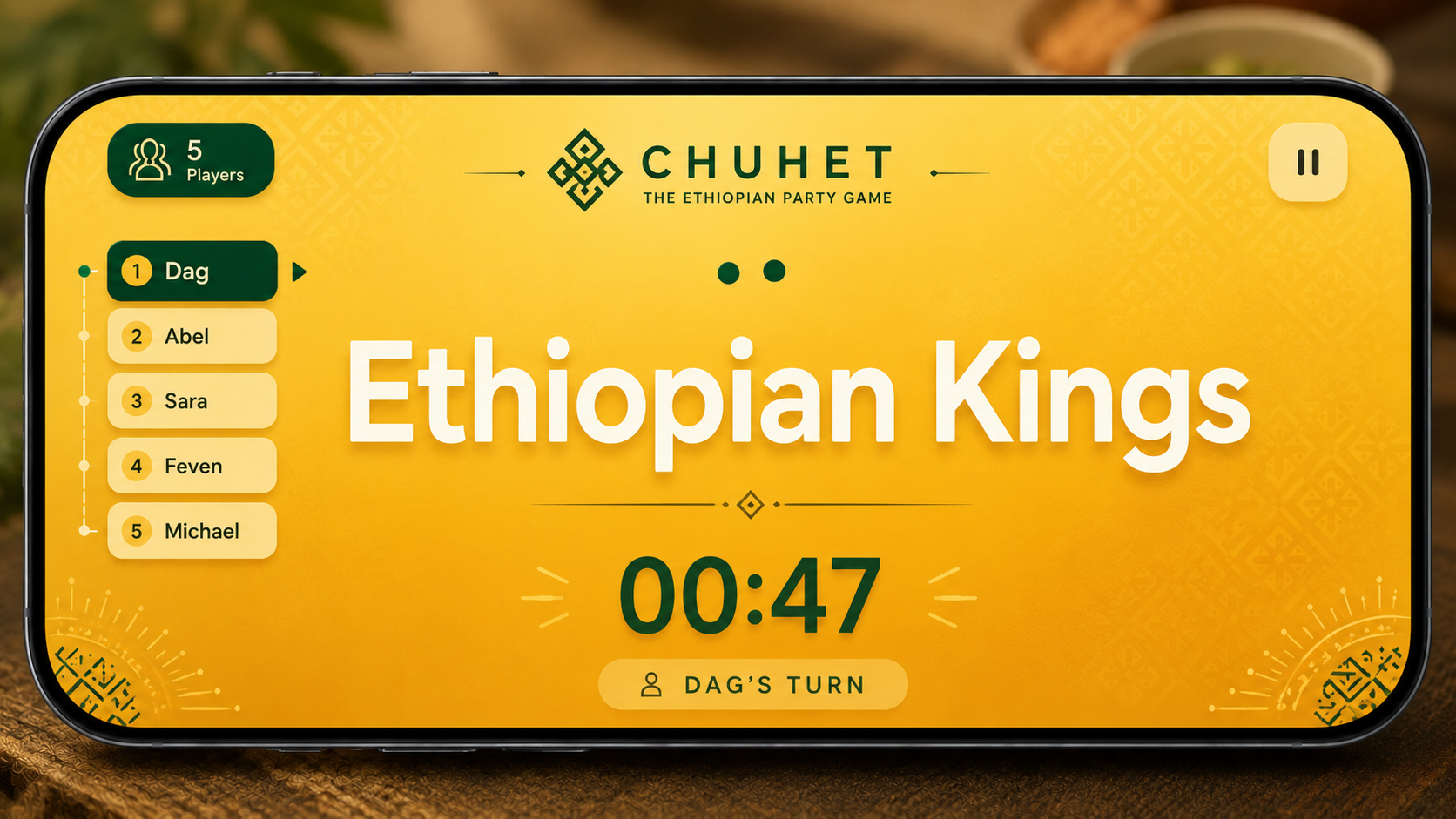 CHUHET app — active gameplay round